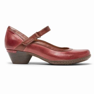 Salto Alto Rockport Cobb Hill Laurel Mary Jane Mulher Vermelhas PT-85312